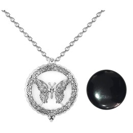 Collar Llamador De Angel Mariposa Proteccion Cuarzo +estuche