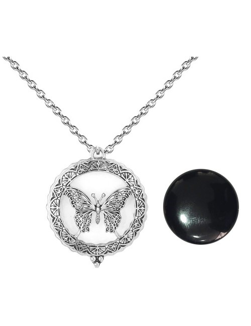 Collar Llamador De Angel Mariposa Proteccion Cuarzo +estuche