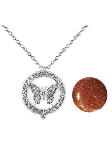 Collar Llamador De Angel Mariposa Proteccion Cuarzo +estuche