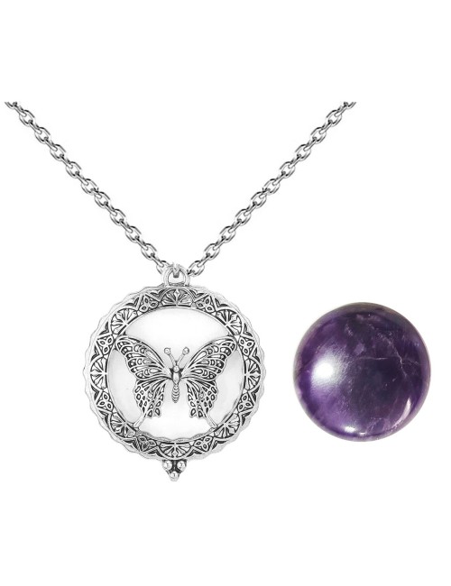 Collar Llamador De Angel Mariposa Proteccion Cuarzo +estuche