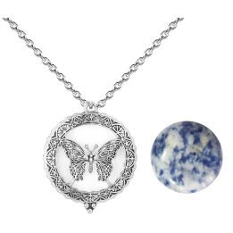 Collar Llamador De Angel Mariposa Proteccion Cuarzo +estuche