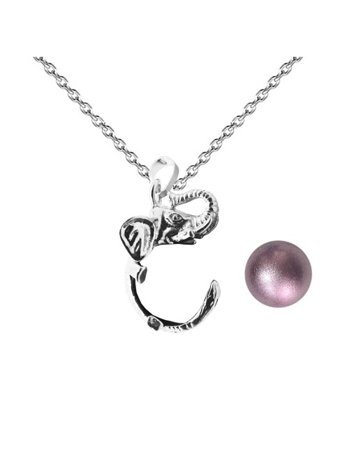 Collar Llamador De Angel Elefante Figura Cascabel + Estuche