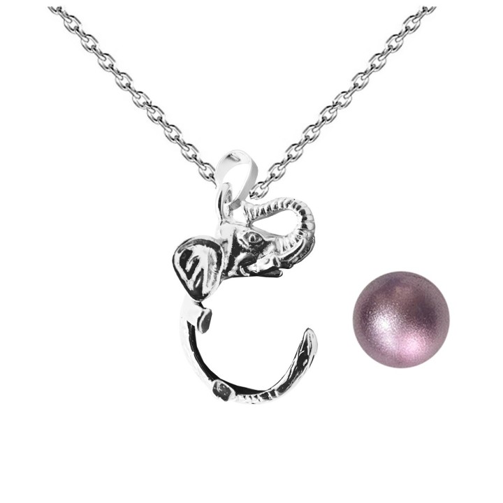 Collar Llamador De Angel Elefante Figura Cascabel + Estuche