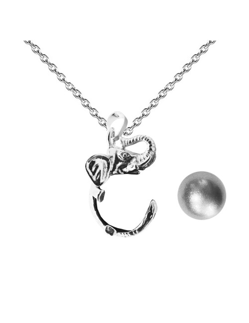 Collar Llamador De Angel Elefante Figura Cascabel + Estuche