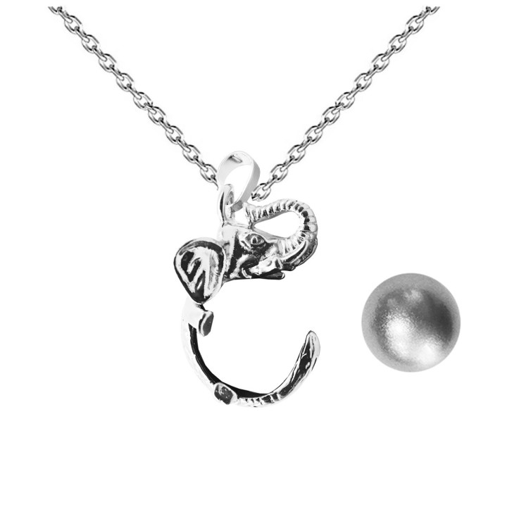 Collar Llamador De Angel Elefante Figura Cascabel + Estuche