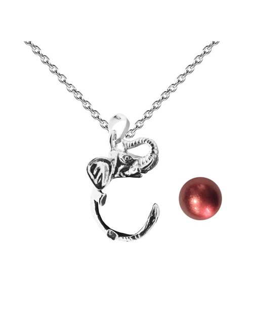 Collar Llamador De Angel Elefante Figura Cascabel + Estuche