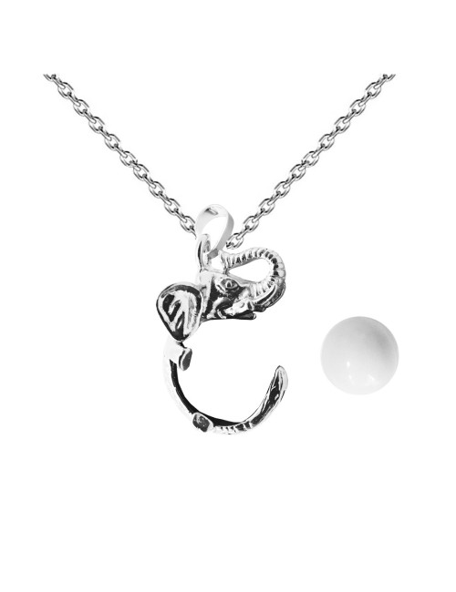 Collar Llamador De Angel Elefante Figura Cascabel + Estuche