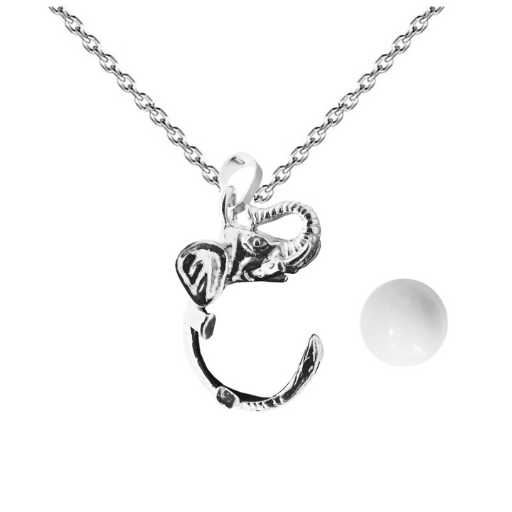 Collar Llamador De Angel Elefante Figura Cascabel + Estuche