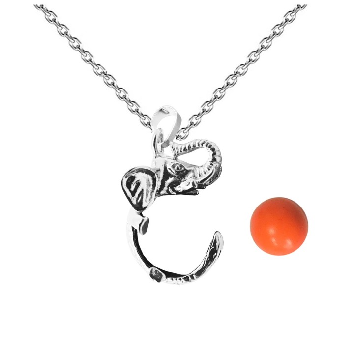Collar Llamador De Angel Elefante Figura Cascabel + Estuche