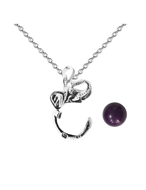 Collar Llamador De Angel Elefante Figura Cascabel + Estuche