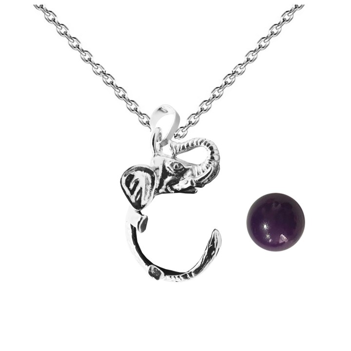 Collar Llamador De Angel Elefante Figura Cascabel + Estuche