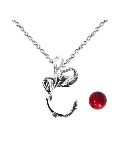 Collar Llamador De Angel Elefante Figura Cascabel + Estuche