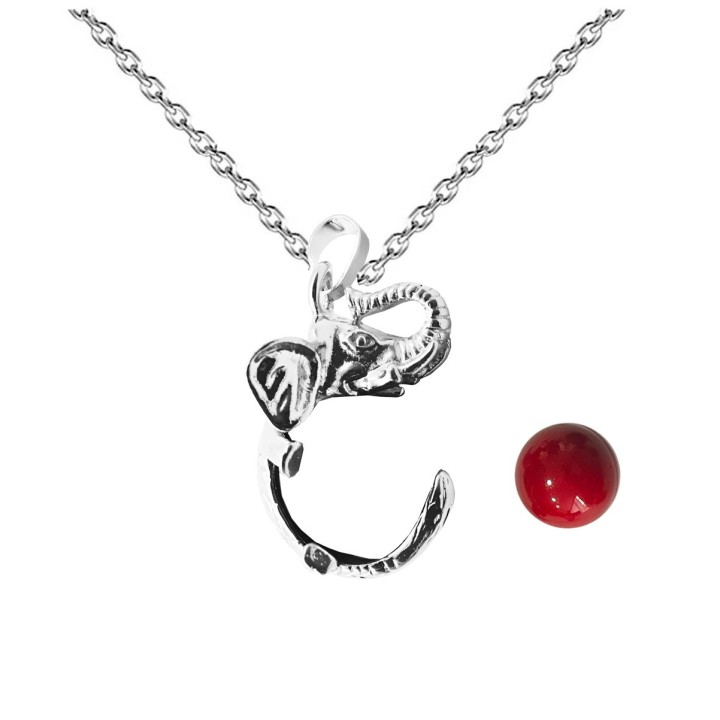 Collar Llamador De Angel Elefante Figura Cascabel + Estuche