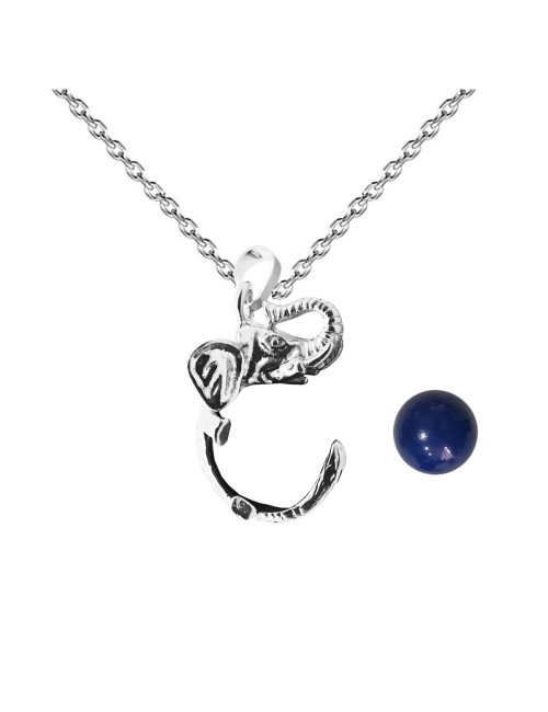 Collar Llamador De Angel Elefante Figura Cascabel + Estuche