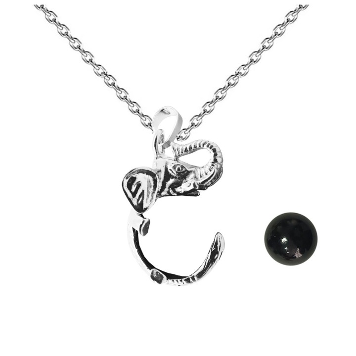 Collar Llamador De Angel Elefante Figura Cascabel + Estuche