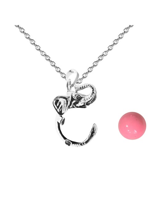 Collar Llamador De Angel Elefante Figura Cascabel + Estuche