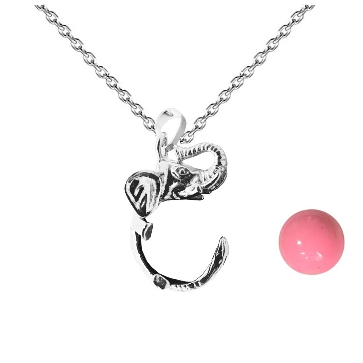 Collar Llamador De Angel Elefante Figura Cascabel + Estuche