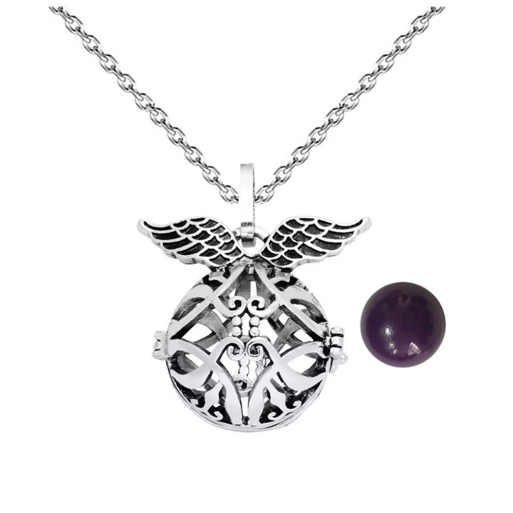 Collar Llamador De Angel Estrella Tribal Cascabel + Estuche