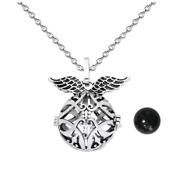 Collar Llamador De Angel Estrella Tribal Cascabel + Estuche