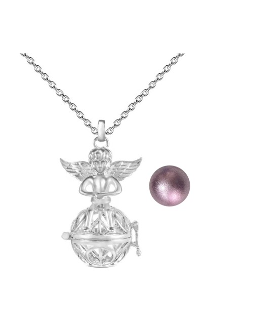 Collar Llamador De Angel Figura Amor Y Paz Cascabel +estuche