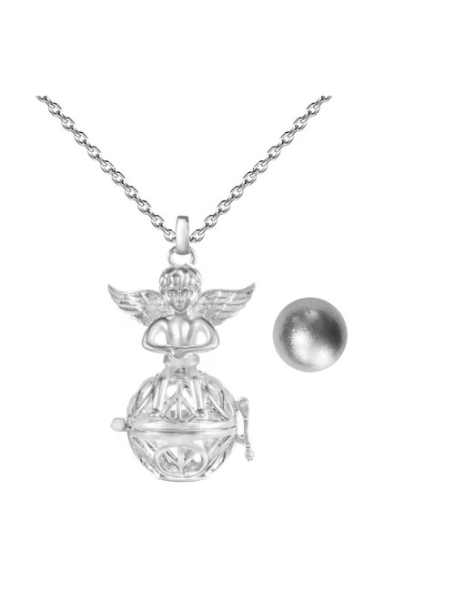 Collar Llamador De Angel Figura Amor Y Paz Cascabel +estuche