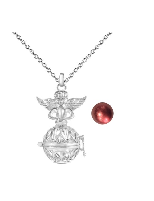 Collar Llamador De Angel Figura Amor Y Paz Cascabel +estuche