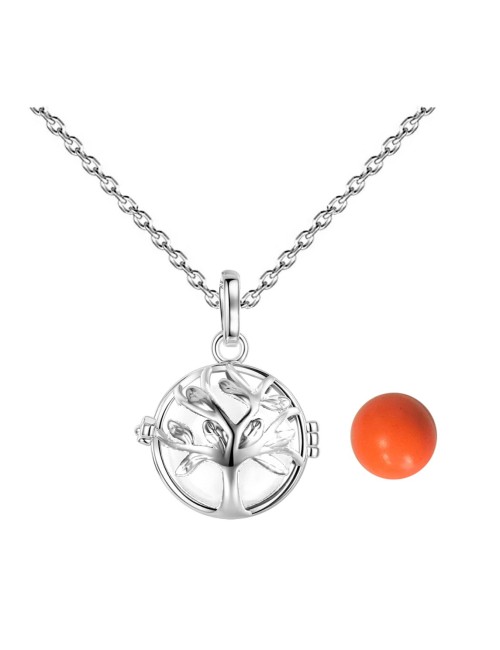 Collar Llamador De Angel Arbol De La Vida Cascabel + Estuche