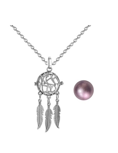 Collar Llamador De Angel Corazon Tejido Cascabel + Estuche