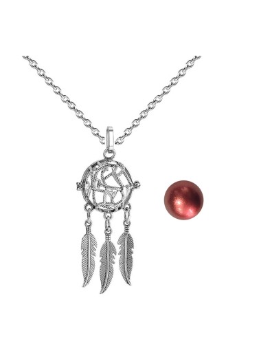Collar Llamador De Angel Corazon Tejido Cascabel + Estuche