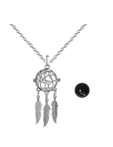 Collar Llamador De Angel Corazon Tejido Cascabel + Estuche