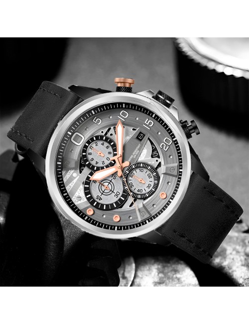 Reloj G-force H3790g Cronografo Funcional Cuero + Estuche