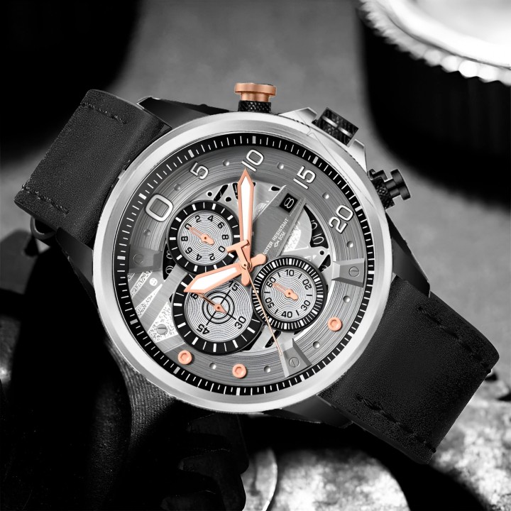 Reloj G-force H3790g Cronografo Funcional Cuero + Estuche