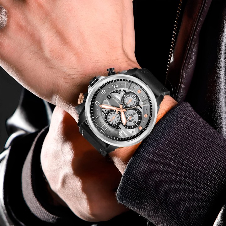 Reloj G-force H3790g Cronografo Funcional Cuero + Estuche