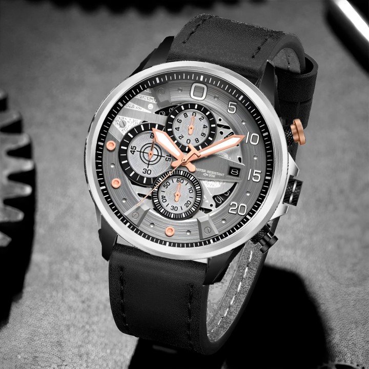 Reloj G-force H3790g Cronografo Funcional Cuero + Estuche