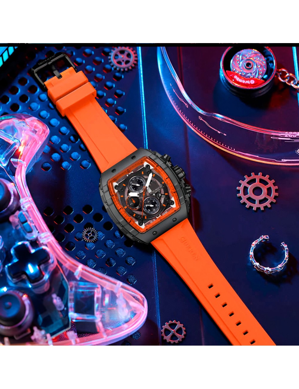 Reloj G-force H3996g Cronografo Funcional Goma + Estuche