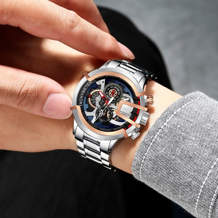 Reloj G-force H3911g Cronografo Funcional Acero + Estuche