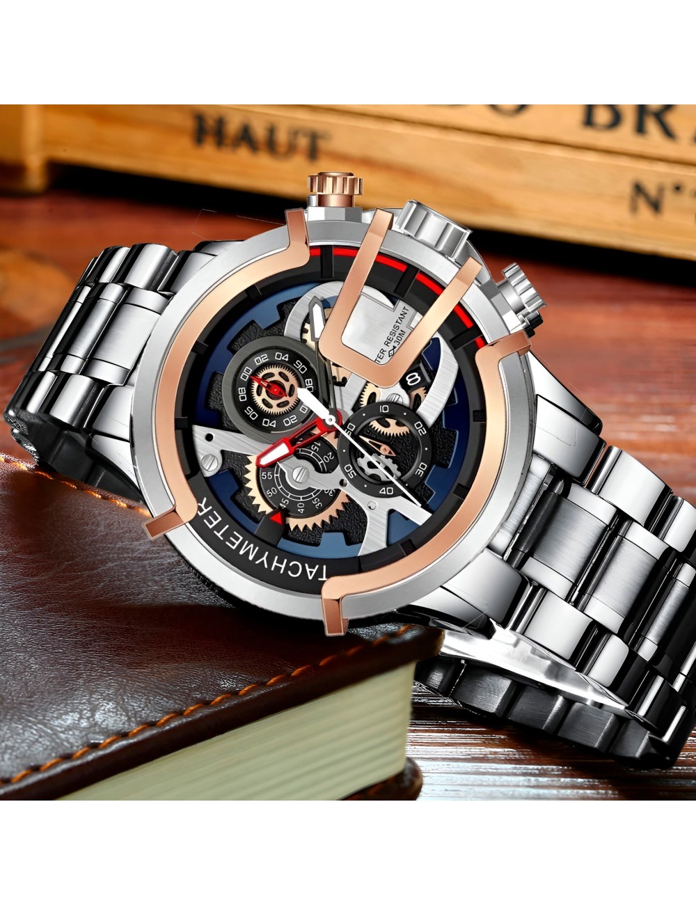 Reloj G-force H3911g Cronografo Funcional Acero + Estuche