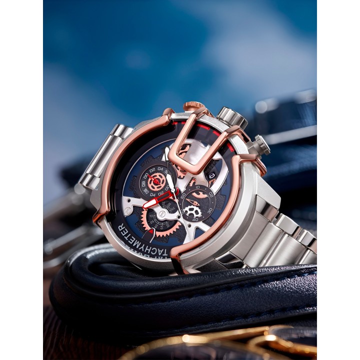 Reloj G-force H3911g Cronografo Funcional Acero + Estuche