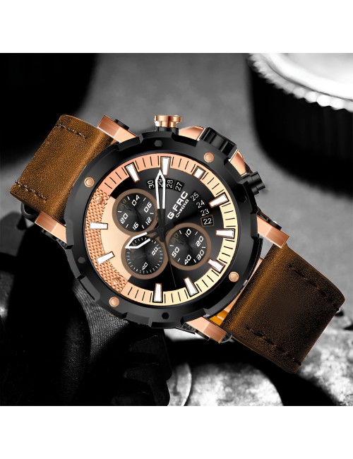 Reloj G-force H3679g Cronografo Funcional Cuero + Estuche