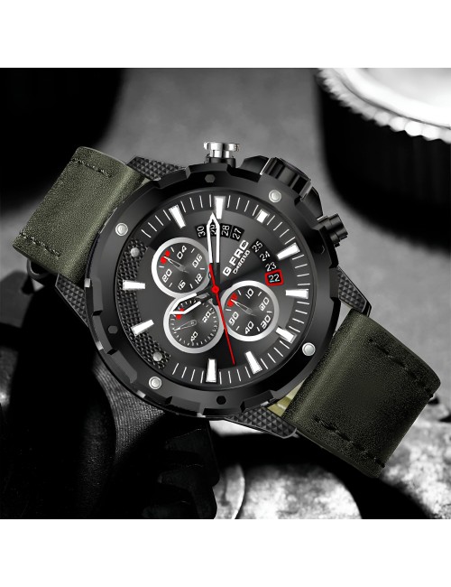 Reloj G-force H3679g Cronografo Funcional Cuero + Estuche