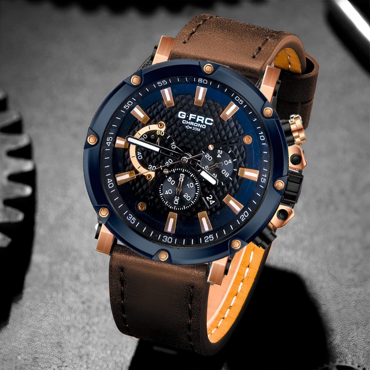 Reloj G-force H3833g Cronografo Funcional Cuero + Estuche