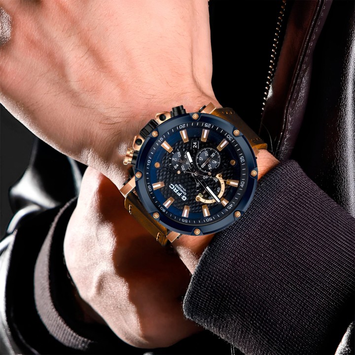 Reloj G-force H3833g Cronografo Funcional Cuero + Estuche