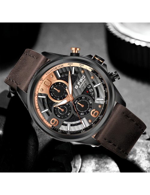 Reloj G-force H3656g Cronografo Funcional Cuero + Estuche