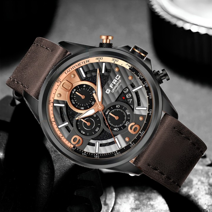 Reloj G-force H3656g Cronografo Funcional Cuero + Estuche