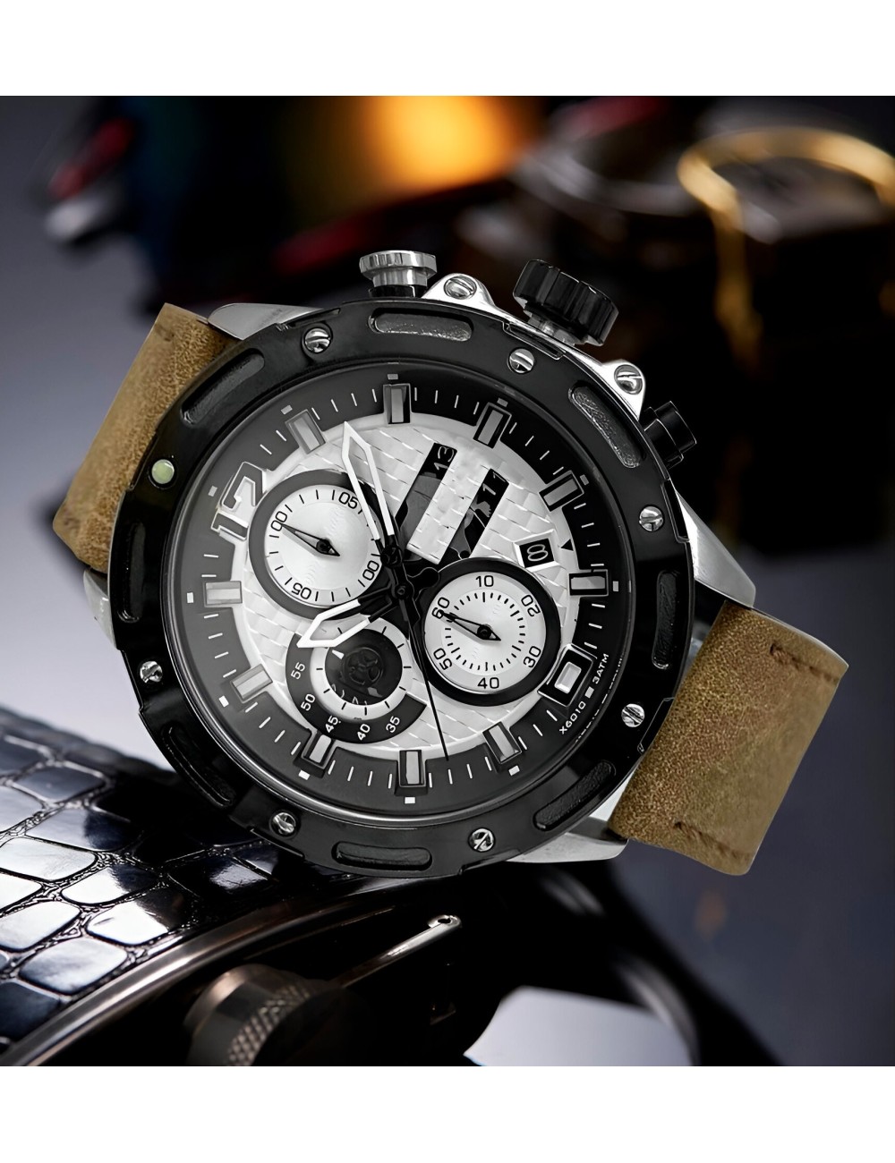 Reloj G-force H3836g Cronografo Funcional Cuero + Estuche