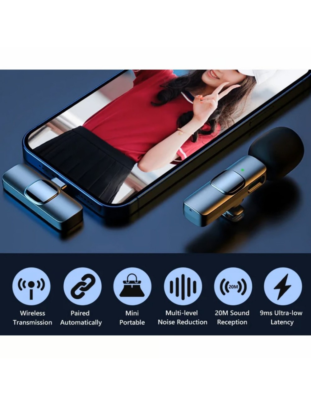 Microfono Inalambrico K9 Compatible iPhone Lightning