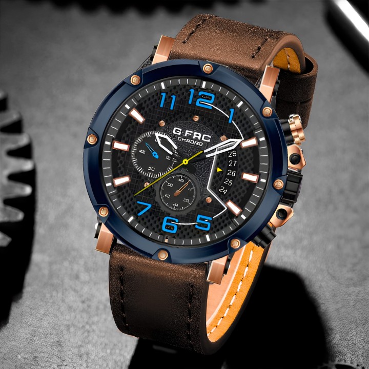 Reloj G-force H3680g Cronografo Funcional Cuero + Estuche