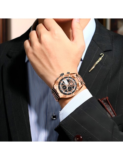 Reloj G-force H4027g Cronografo Funcional Acero + Estuche