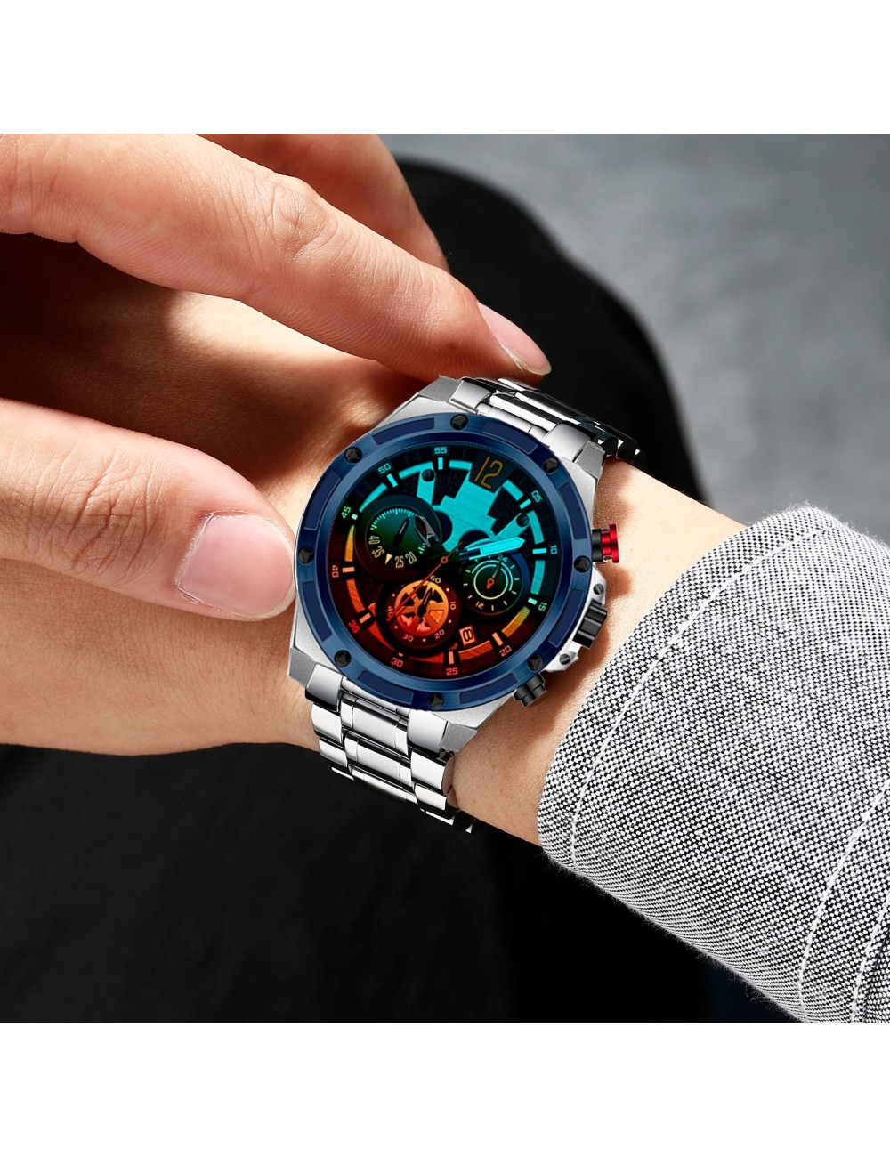 Reloj G-force H3907g Cronografo Funcional Acero + Estuche