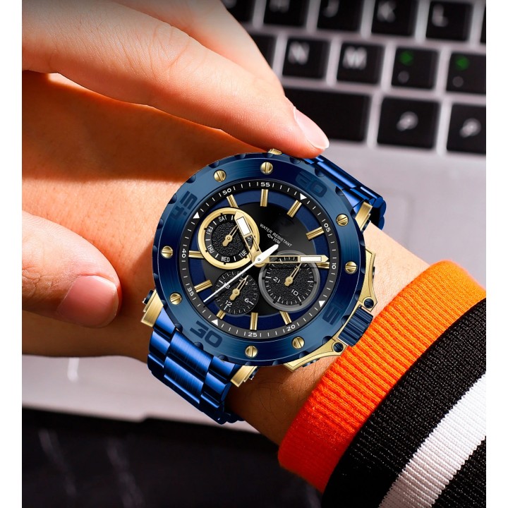 Reloj G-force H3909l Cronografo Funcional Acero + Estuche